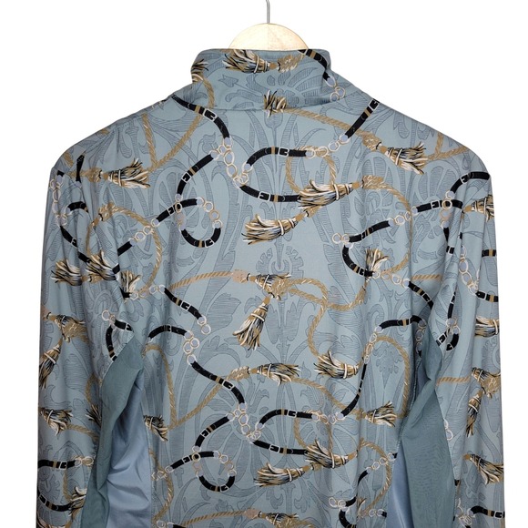 Arista Equestrian Tassel Citadel Mesh Sun Shirt Size XL Blue Gold Pattern - Picture 10 of 10